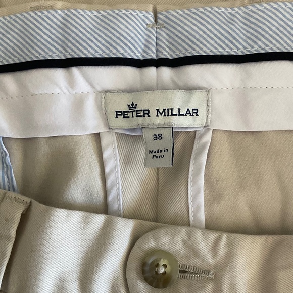 Peter Millar Pants Chino Pima Cotton flat front light Beige Stone size 38 Golf - Picture 4 of 16